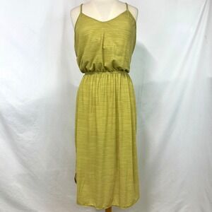 PRANA Ayla Midi Dress Women's XL Green Striped Racerback Built In Bra Athleisure